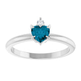 Platinum Heart Natural London Blue Topaz & Natural Diamond Accented Ring - view 4