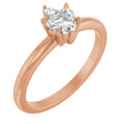 14K Gold Heart Natural White Sapphire & Natural Diamond Accented Ring - Rose Gold