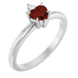 Platinum Heart Natural Mozambique Garnet & Natural Diamond Accented Ring