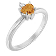Platinum Heart Natural Citrine & Natural Diamond Accented Ring