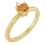 14K Gold Heart Natural Citrine & Natural Diamond Accented Ring - Yellow Gold