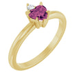 14K Gold Heart Natural Pink Tourmaline & Natural Diamond Accented Ring - Yellow Gold