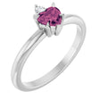 Platinum Heart Natural Pink Tourmaline & Natural Diamond Accented Ring
