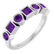 Platinum Round Natural Amethyst Bezel-Set Ring – 3mm Stones