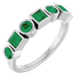 Platinum Round Lab-Grown Emerald Bezel-Set Ring – 3mm Stones