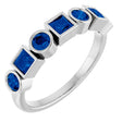 14K Gold Round Lab-Grown Blue Sapphire Bezel-Set Ring – 3mm Stones - White Gold