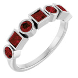 Platinum Round Natural Mozambique Garnet Bezel-Set Ring – 3mm Stones