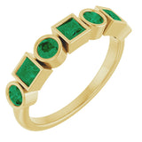 14K Gold Round Lab-Grown Emerald Bezel-Set Ring – 3mm Stones - Yellow Gold