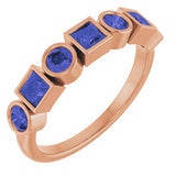 14K Gold Round Natural Iolite Bezel-Set Ring - Rose Gold
