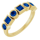 14K Gold Round Lab-Grown Blue Sapphire Bezel-Set Ring – 3mm Stones - Yellow Gold