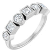 14K Gold Round Natural White Sapphire Bezel-Set Ring - White Gold