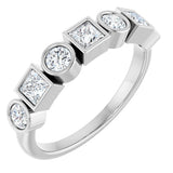 Platinum Round Natural White Sapphire Bezel-Set Ring