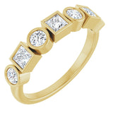 14K Gold Round Natural White Sapphire Bezel-Set Ring - Yellow Gold