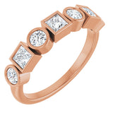 14K Gold Round Natural White Sapphire Bezel-Set Ring - Rose Gold