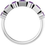 Platinum Round Natural Amethyst Bezel-Set Ring – 3mm Stones - view 2