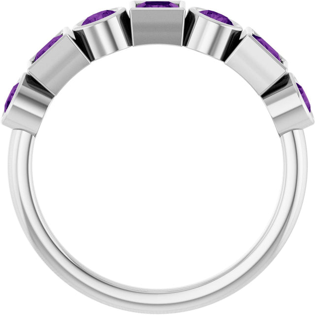 Platinum Round Natural Amethyst Bezel-Set Ring – 3mm Stones - view 2