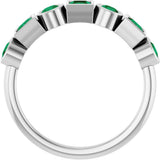 14K Gold Round Lab-Grown Emerald Bezel-Set Ring – 3mm Stones - White Gold - view 2