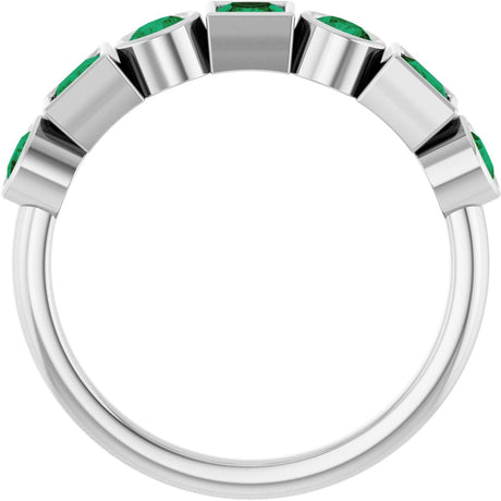 Platinum Round Lab-Grown Emerald Bezel-Set Ring – 3mm Stones - view 2