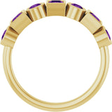 14K Gold Round Natural Amethyst Bezel-Set Ring – 3mm Stones - Yellow Gold - view 2