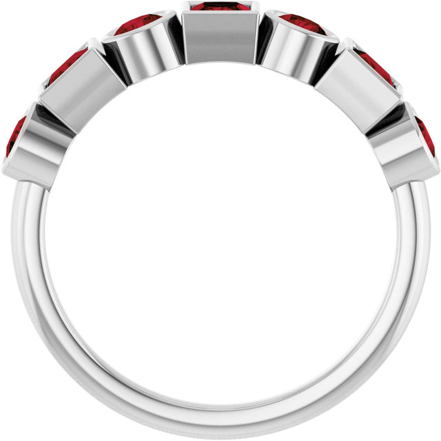 Platinum Round Natural Mozambique Garnet Bezel-Set Ring – 3mm Stones - view 2