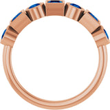 14K Gold Round Lab-Grown Blue Sapphire Bezel-Set Ring – 3mm Stones - Rose Gold - view 2
