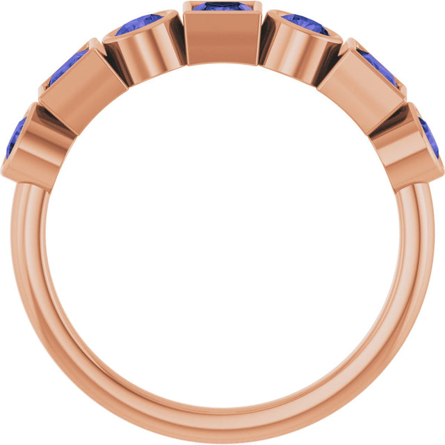 14K Gold Round Natural Iolite Bezel-Set Ring - Rose Gold - view 2