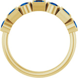 14K Gold Round Lab-Grown Blue Sapphire Bezel-Set Ring – 3mm Stones - Yellow Gold - view 2