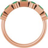 14K Gold Round Lab-Grown Emerald Bezel-Set Ring – 3mm Stones - Rose Gold - view 2