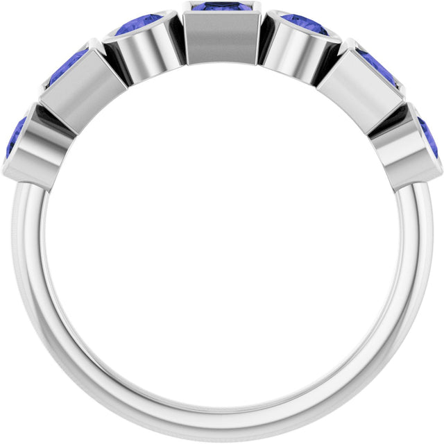 14K Gold Round Natural Iolite Bezel-Set Ring - White Gold - view 2