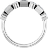 14K Gold Round Natural White Sapphire Bezel-Set Ring - White Gold - view 2