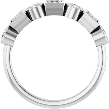 Platinum Round Natural White Sapphire Bezel-Set Ring - view 2