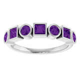 Platinum Round Natural Amethyst Bezel-Set Ring – 3mm Stones - view 3
