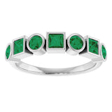14K Gold Round Lab-Grown Emerald Bezel-Set Ring – 3mm Stones - White Gold - view 3