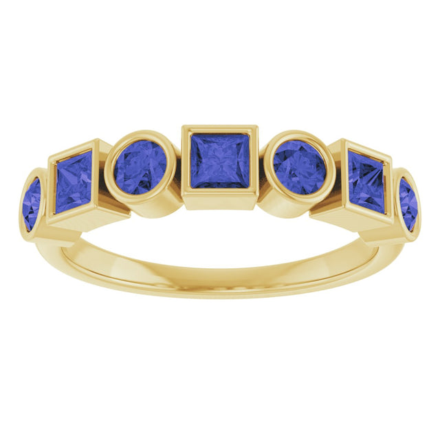 14K Gold Round Natural Iolite Bezel-Set Ring - Yellow Gold - view 3