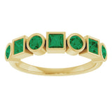14K Gold Round Lab-Grown Emerald Bezel-Set Ring – 3mm Stones - Yellow Gold - view 3