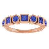 14K Gold Round Natural Iolite Bezel-Set Ring - Rose Gold - view 3