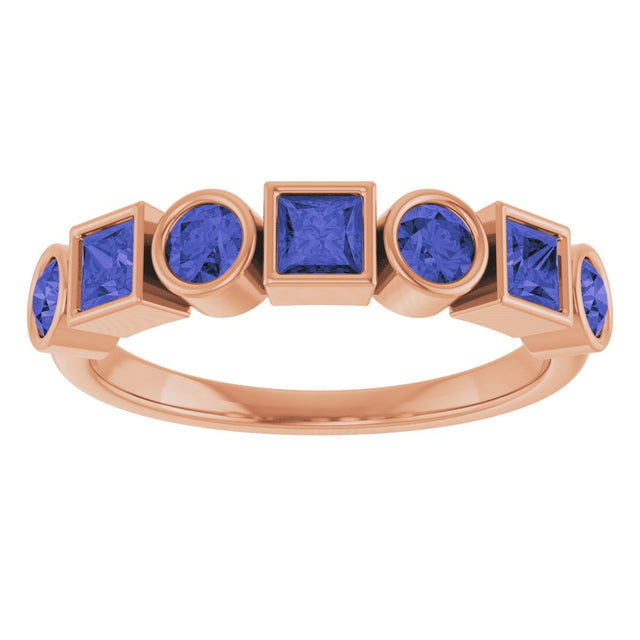 14K Gold Round Natural Iolite Bezel-Set Ring - Rose Gold - view 3