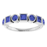 Platinum Round Natural Iolite Bezel-Set Ring - view 3