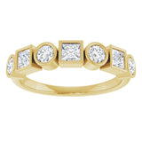 14K Gold Round Natural White Sapphire Bezel-Set Ring - Yellow Gold - view 3