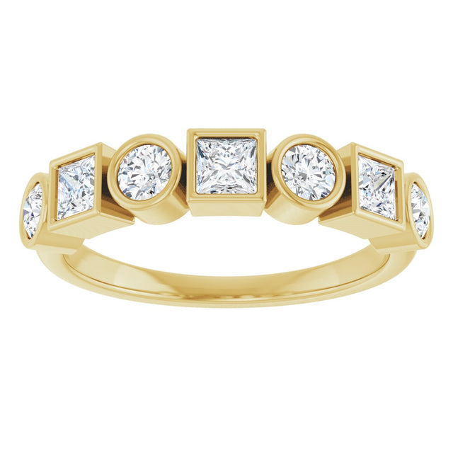 14K Gold Round Natural White Sapphire Bezel-Set Ring - Yellow Gold - view 3
