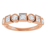 14K Gold Round Natural White Sapphire Bezel-Set Ring - Rose Gold - view 3