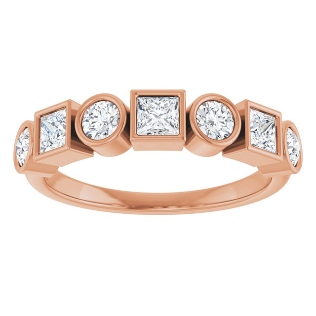 14K Gold Round Natural White Sapphire Bezel-Set Ring - Rose Gold - view 3