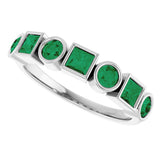 14K Gold Round Lab-Grown Emerald Bezel-Set Ring – 3mm Stones - White Gold - view 5