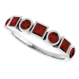Platinum Round Natural Mozambique Garnet Bezel-Set Ring – 3mm Stones - view 5
