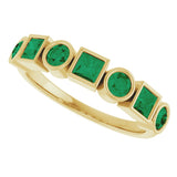 14K Gold Round Lab-Grown Emerald Bezel-Set Ring – 3mm Stones - Yellow Gold - view 5