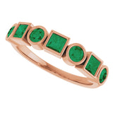 14K Gold Round Lab-Grown Emerald Bezel-Set Ring – 3mm Stones - Rose Gold - view 5