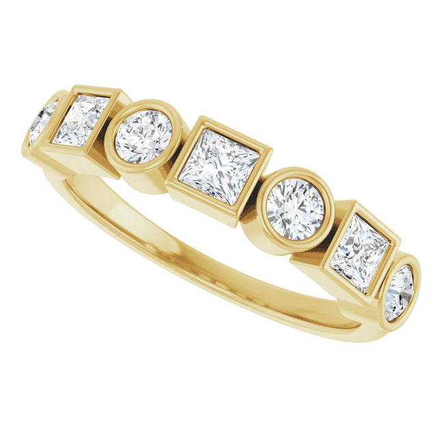 14K Gold Round Natural White Sapphire Bezel-Set Ring - Yellow Gold - view 5