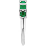 14K Gold Round Lab-Grown Emerald Bezel-Set Ring – 3mm Stones - White Gold - view 4