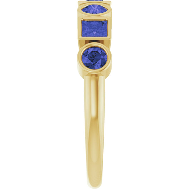 14K Gold Round Natural Iolite Bezel-Set Ring - Yellow Gold - view 4