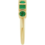 14K Gold Round Lab-Grown Emerald Bezel-Set Ring – 3mm Stones - Yellow Gold - view 4